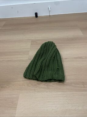 Classic Olive Green Knit Beanie Hat for Men